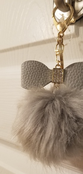 Brand New pompom key chain with rhinestones. - Picture 2 of 4